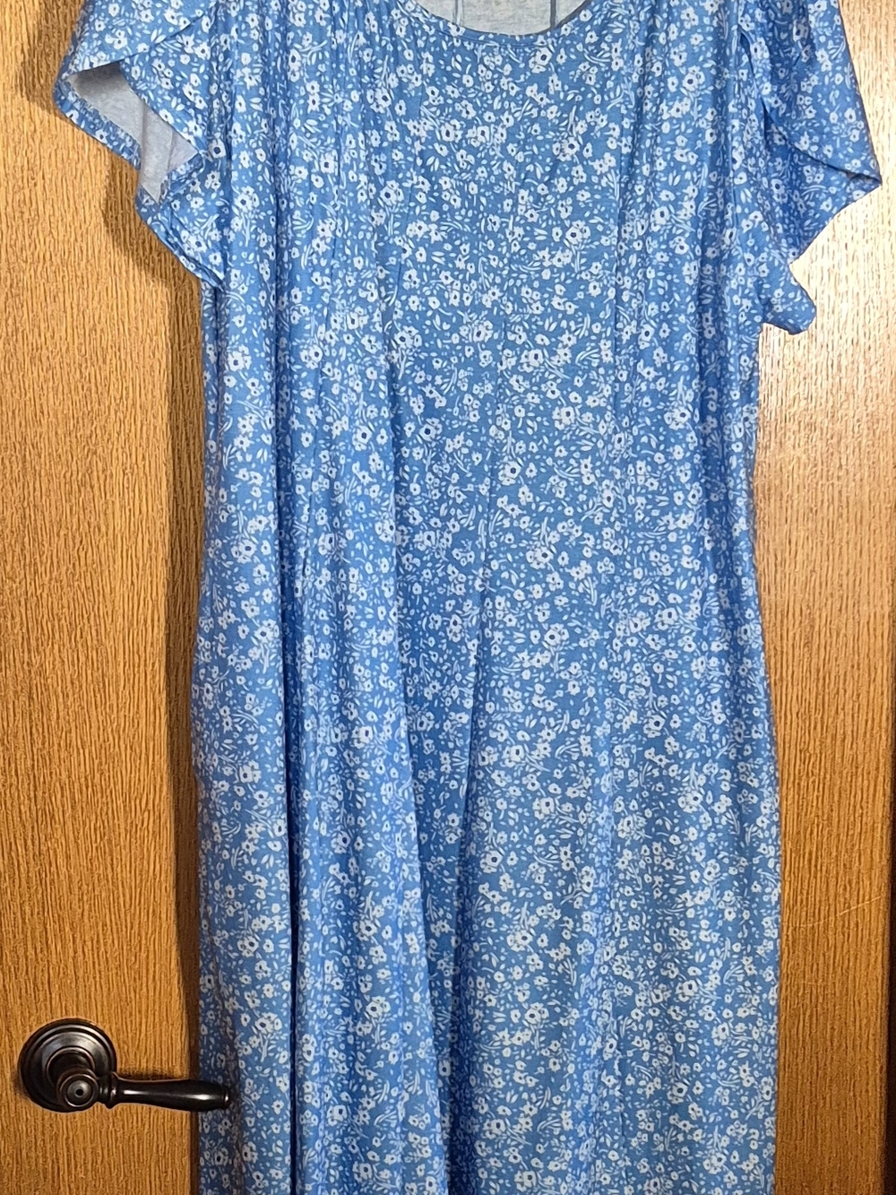 zeagoo Light Blue Floral Midi Dress with Short Flutter Sleeves - Picture 6 of 7